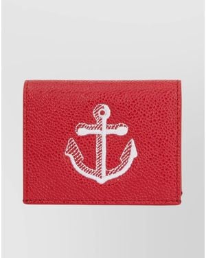 Thom Browne Leather Anchor Print Cardholder - Red