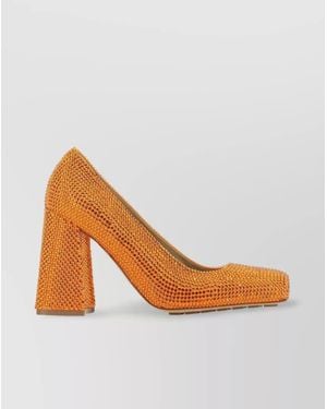Bottega Veneta Leather Rhinestone-Embellished Court Shoes - Orange