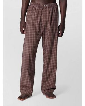Tekla Relaxed Fit Checked Underwear Shorts Buttons - Brown