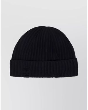 Ann Demeulemeester Corina Cashmere Beanie Folded Cuff Ribbed - Blue