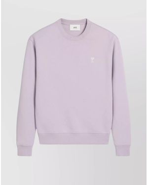 Ami Paris Crew Neck Cotton Sweatshirt - Purple