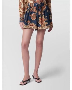 Zimmermann High Rise Waist Floral Print Shorts - Blue