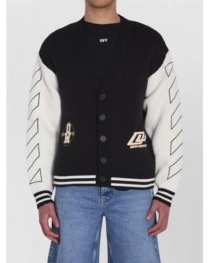 Off-White c/o Virgil Abloh Ribbed V-Neck Cardigan - Black