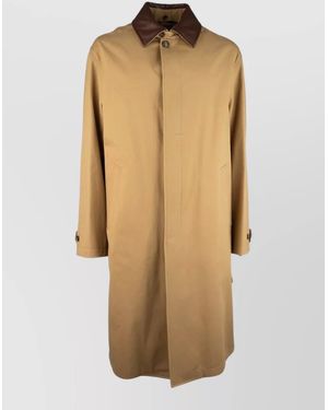 Dior Trench Coat Contrast Collar Side Pockets - Natural