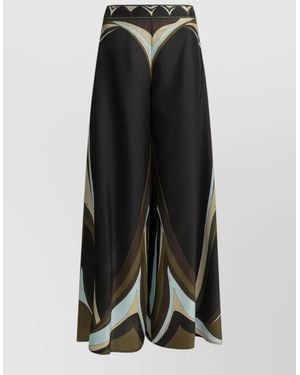 PUCCI Silk Printed Flared Palazzo Pants - Black