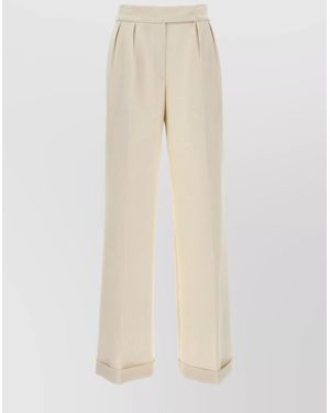 Kiton Virgin Wool Wide-Leg Trousers - Natural
