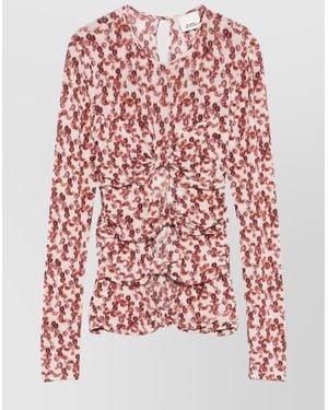 Isabel Marant Cutout Bow Long-Sleeve Top - Red