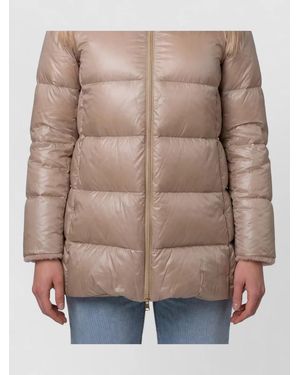 Herno Puffer Jacket Faux Fur Collar Cuffs - Natural
