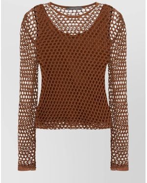 Alberta Ferretti Cotton Mesh Top - Brown
