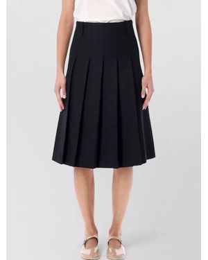 A.P.C. High Waist Pleated Midi Skirt - Black
