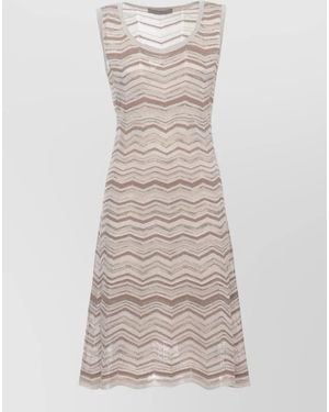 D.exterior Knit Dress Above Knee Geometric Pattern - Multicolor