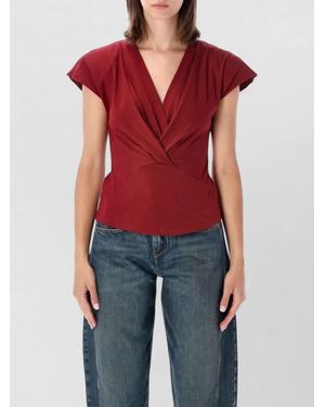 Isabel Marant Nadine Wrap Front V Neck T-Shirt - Red