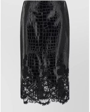 Ermanno Scervino Leather Coconut Print Pencil Skirt - Black