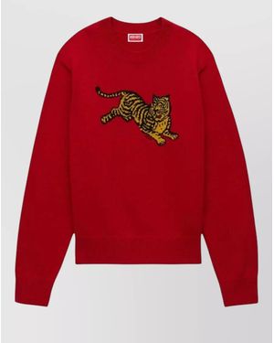 KENZO Rws Jumping Tiger Crew Neck Jumper - Red