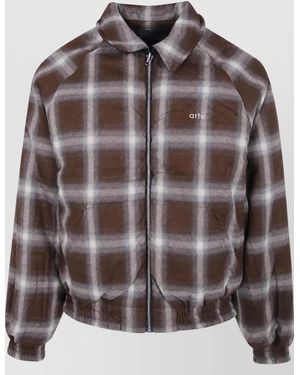 Arte' Reversible Checked Padded Coat - Brown