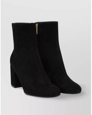 Gianvito Rossi Block Heel Ankle Boots With Suede Finish - Black