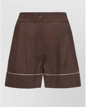 Moncler Shorts Casual Style Lightweight Fabric Pleated - Brown