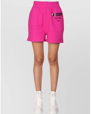 Moschino Logo-Print Knee-Length Shorts - Pink