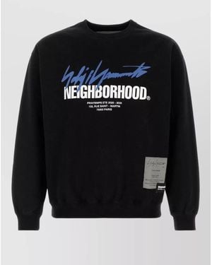 Yohji Yamamoto Cotton Neighborhood Crew Neck Graphic Sweatshirt - Black
