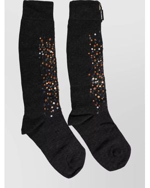 Dolce & Gabbana Sequined Knee-High Socks - Black