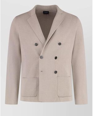 Drumohr Cotton Knitted Double-Breasted Blazer - Natural