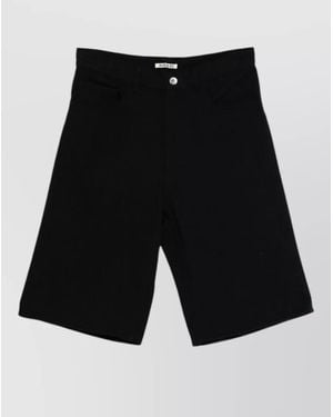 AURALEE Silk Straight-Leg Shorts - Black