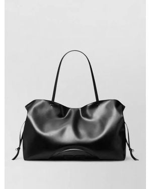 Tory Burch Ella Recycled Tote Dual Handles Drawstring - Black