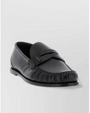 Saint Laurent Round Toe Rubber Sole Loafers - Black
