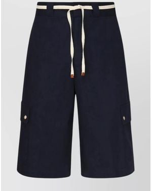 Drole de Monsieur Chevron Cargo Workwear Shorts Belted - Blue