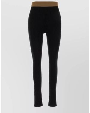 Uma Wang Cashmere Ribbed High Waist Stretch Leggings - Black