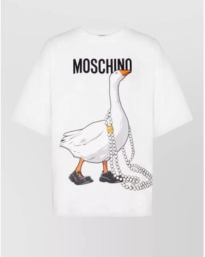 Moschino Crew Neck Top Graphic Print Short Sleeves - Multicolor