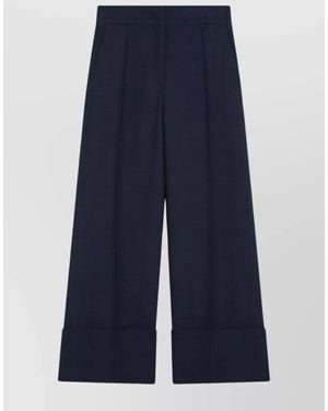 Valentino Wool And Silk Trousers With Wide Leg - Blue