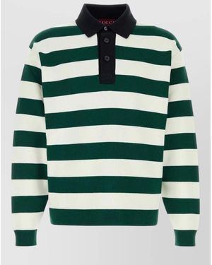 Gucci Silk Blend Polo Shirt Long Sleeves - Green