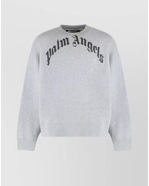 Palm Angels Cotton Logo-Print Sweatshirt - Grey