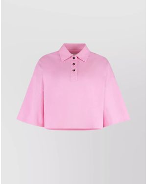 Bottega Veneta Short Sleeve Cropped Polo Shirt - Pink
