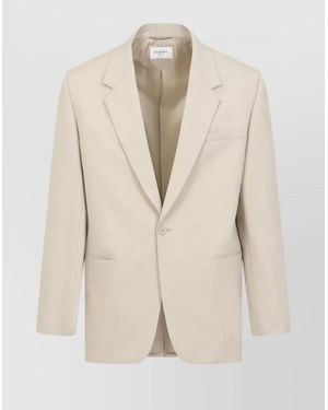 Saint Laurent Wool Jacket With Buttoned Cuffs And Chest Pocket - Natural