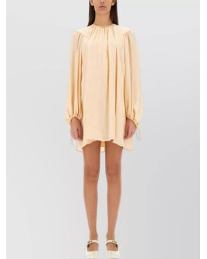 Chloé Silk Shirred Mini Dress - Natural