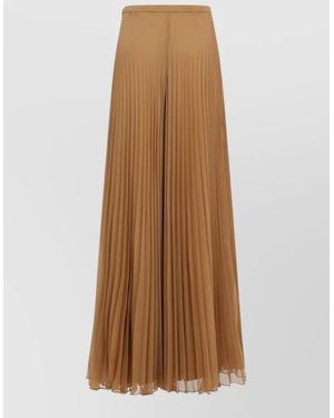 Max Mara Pianoforte Grembo Pleated Sheer Trousers - Natural