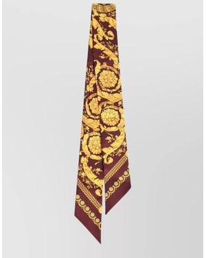 Versace Barocco Silk Lavallière Long Floral Scarf - Metallic
