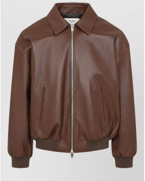 Celine Leather Bomber Jacket - Brown