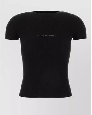 Alexander Wang Jacquard Logo Short-Sleeve Crewneck T-Shirt - Black