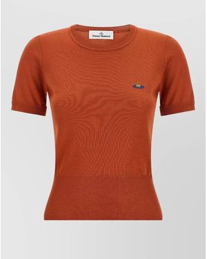 Vivienne Westwood Cotton Crew Neck Short-Sleeve Knitted Top - Orange