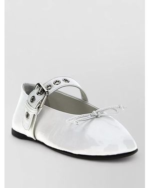 Miu Miu Ballet Flats Buckle Detail And Bow - White