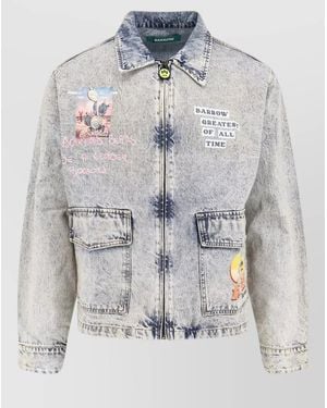 Barrow Denim Jacket Front Graphic Print Buttons - Grey
