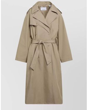 Frankie Shop Long Length Jacket Epaulettes Storm Flap - Natural