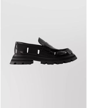 McQueen Chunky Sole Cut-Out Loafers Leather - Black