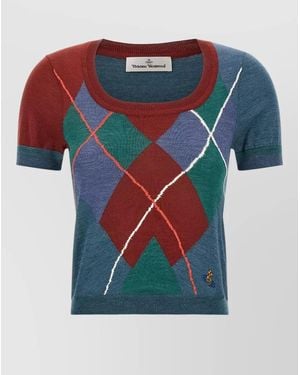 Vivienne Westwood Wool Argyle Short-Sleeve Jumper - Blue