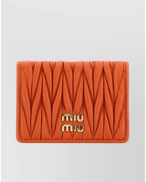 Miu Miu Matelassé Leather Cardholder - Orange