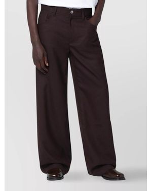 Séfr Wide Leg Wool Blend Twill Pants - Black