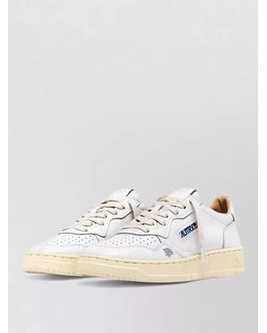 Autry Calfskin Sneakers Flat Rubber Sole Perforated - Natural